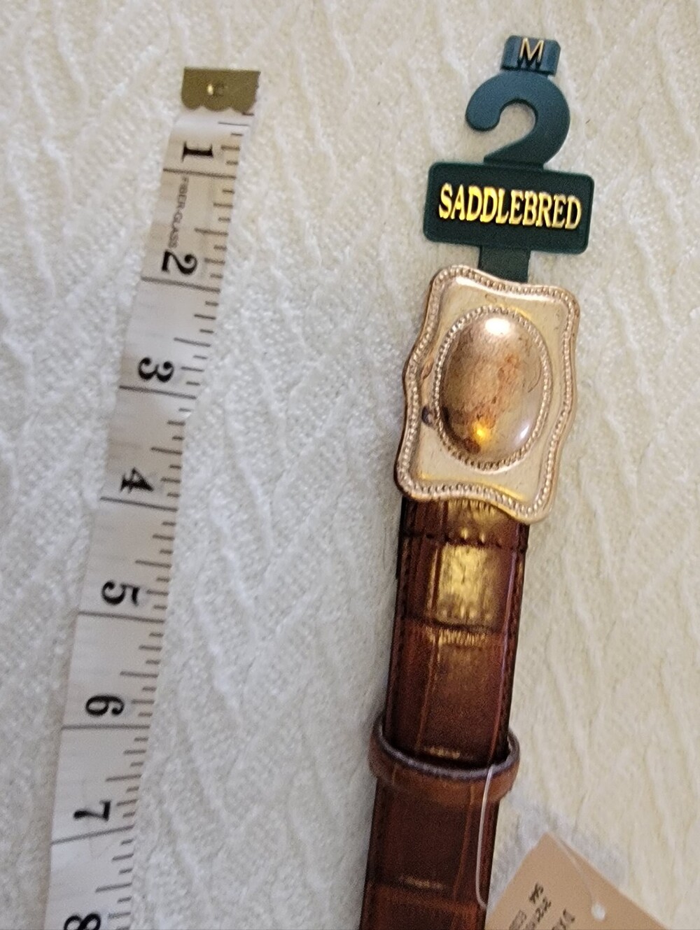 Vintage Saddlebred Brown Croc-Embossed Belt with Gold-Tone Western Buckle